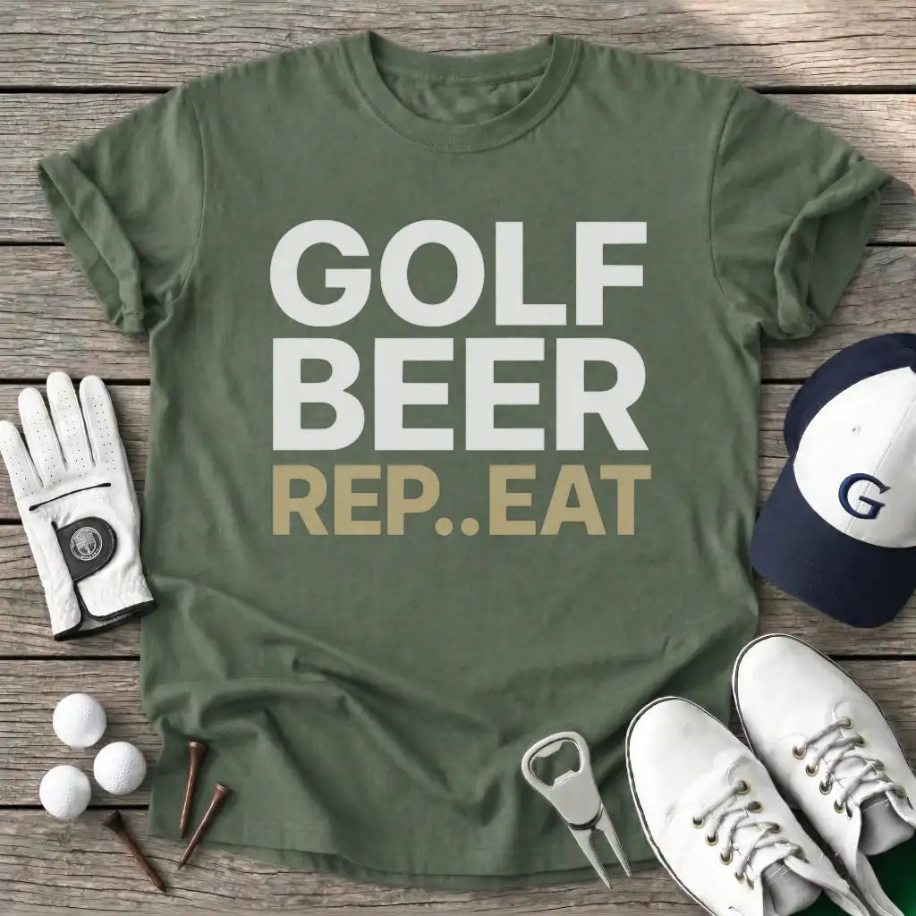 Military Green / S Golf Beer Repeat T-Shirt