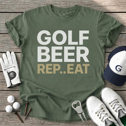 Military Green / S Golf Beer Repeat T-Shirt