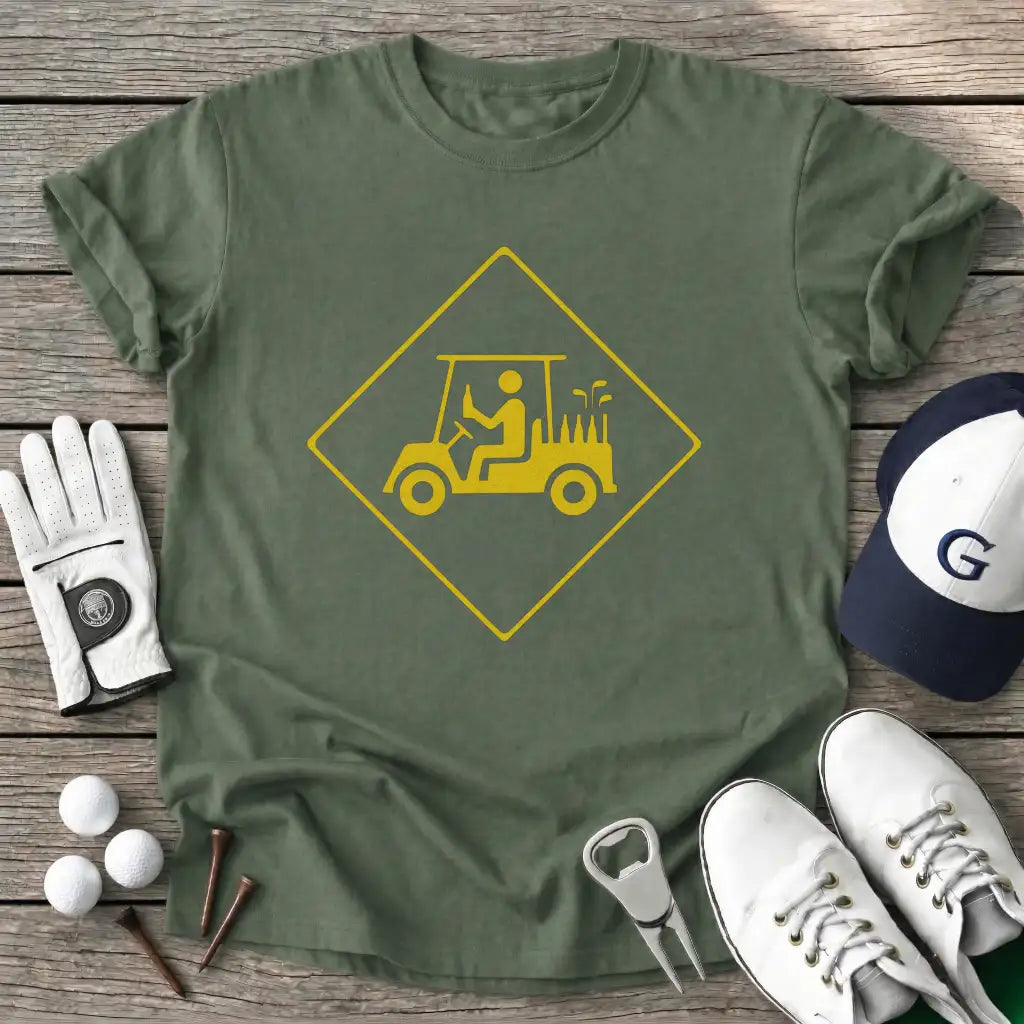 Military Green / S Golf Cart Crossing T-Shirt