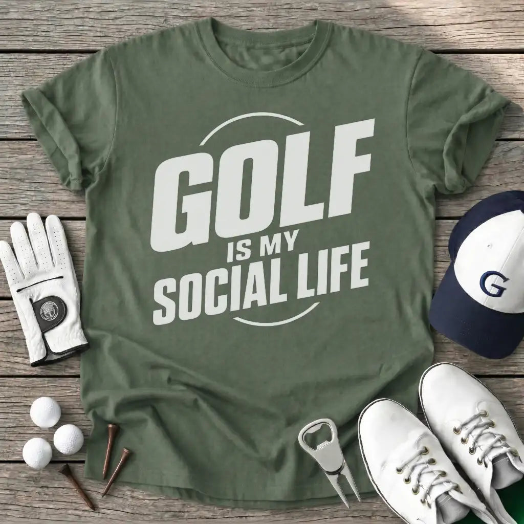 Golf Social Life T-Shirt in Military Green