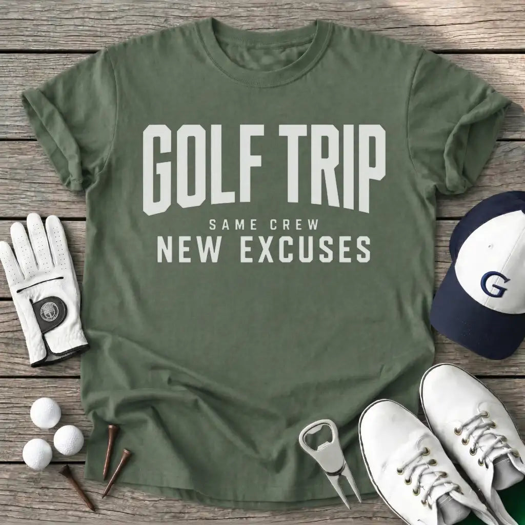 Military Green / S Golf Trip Same Crew T-Shirt