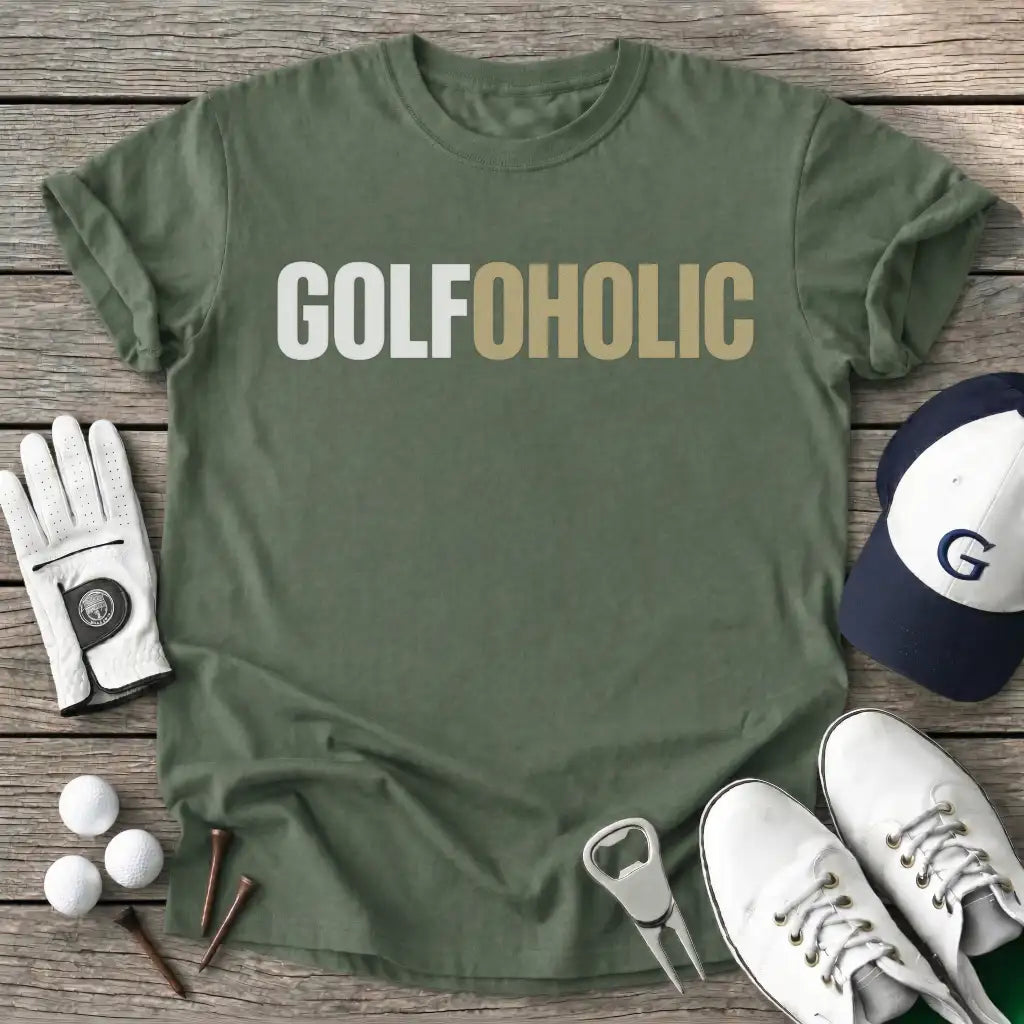 Golfoholic T-Shirt in Military Green