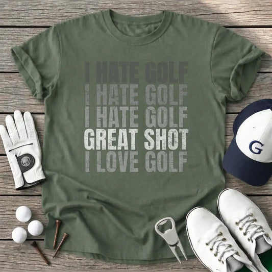 Hate Golf Hate Golf T-Shirt in Military Green