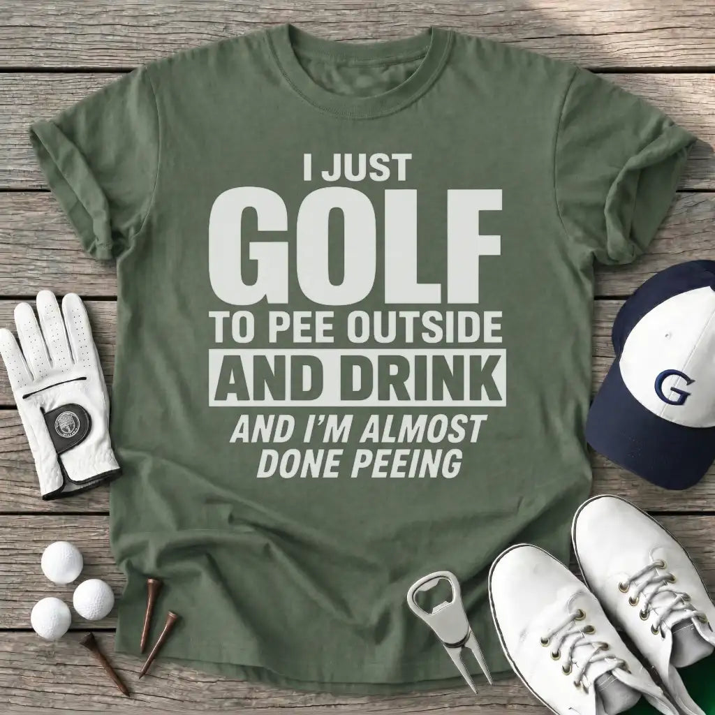 Just Golf Pee T-Shirt in Military Green