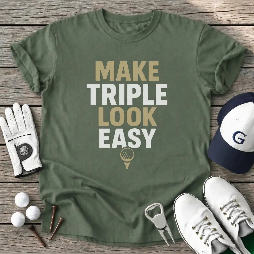 Military Green / S Make Triple Look T-Shirt