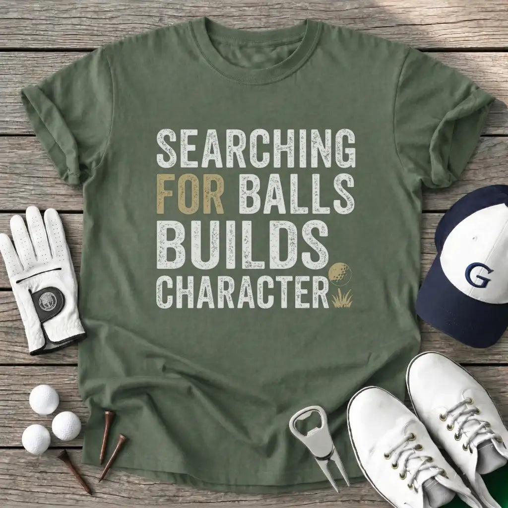 Searching For Balls T-Shirt in Military Green