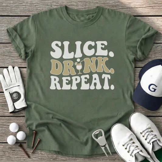 Slice Drink Repeat T-Shirt in Military Green