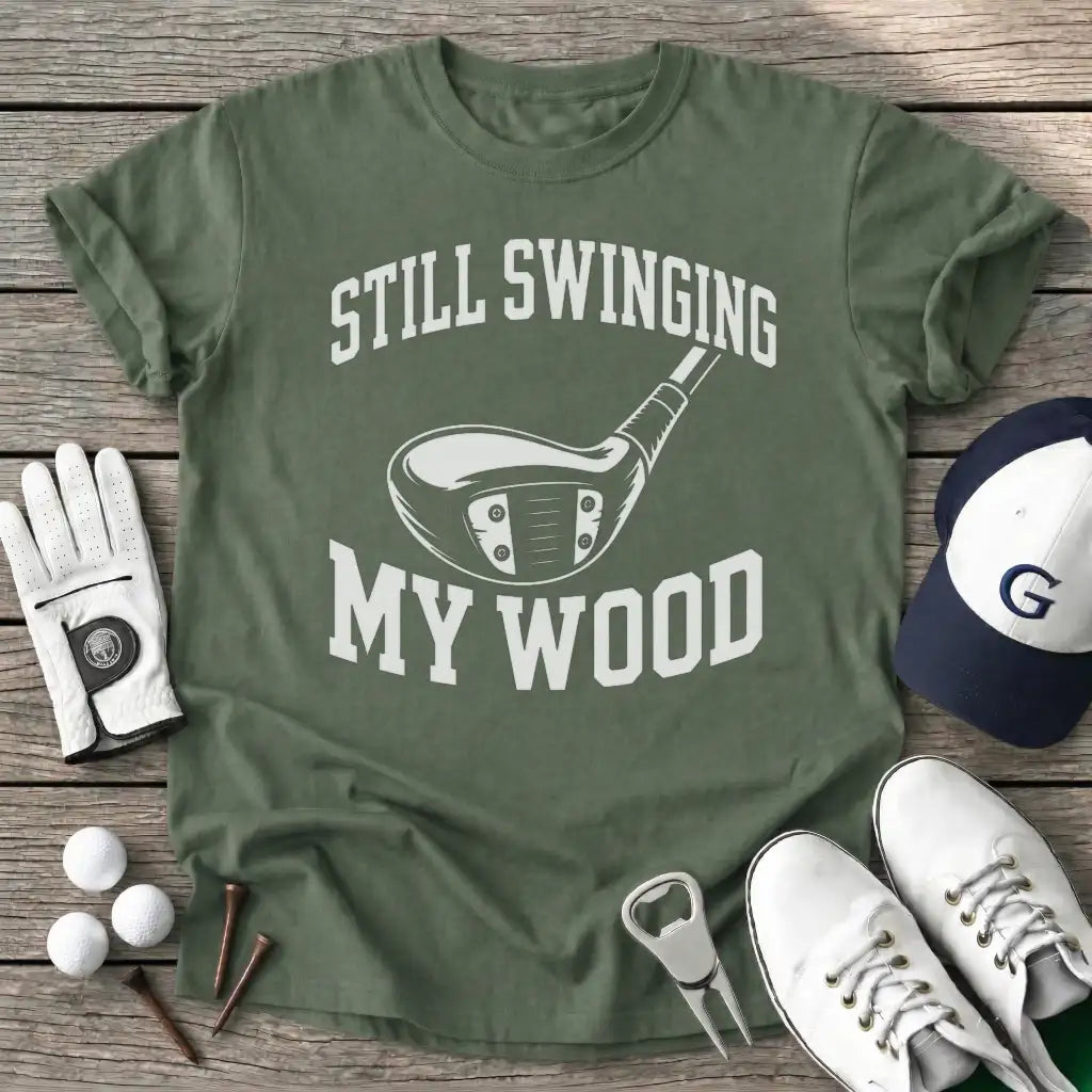 Still Swinging Wood T-Shirt in Military Green