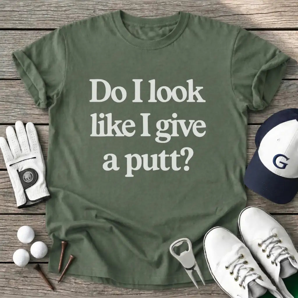 Text Look Like Give T-Shirt in Military Green