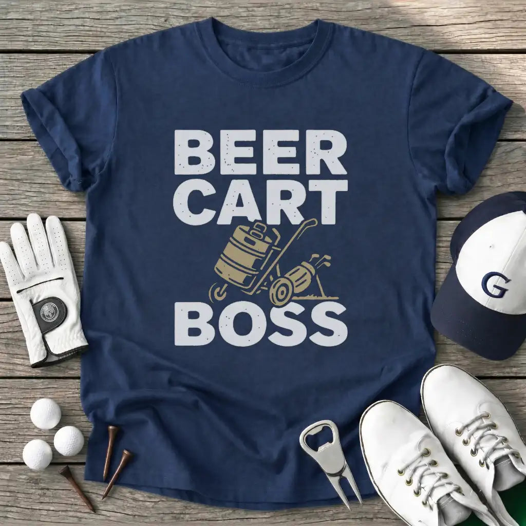 Navy / S Beer Push Cart Boss T-Shirt