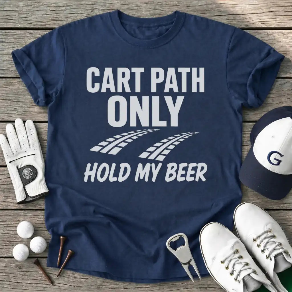 Cart Path Only Hold T-Shirt in Navy
