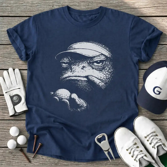 Navy / S Frog Golfer Stencil T-Shirt