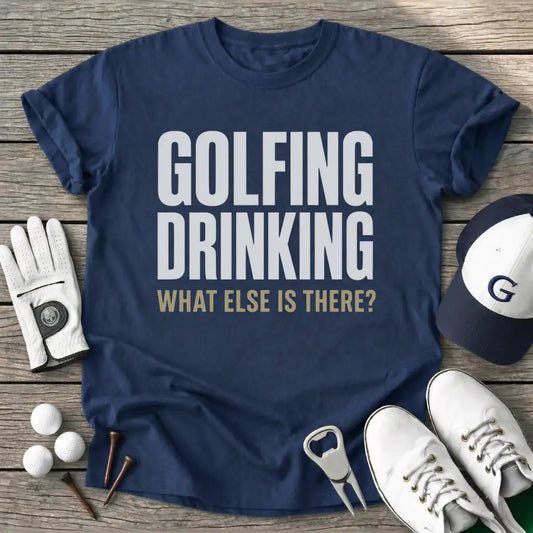 Golfing Drinking T-Shirt in Navy