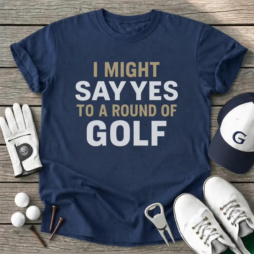 Navy / S Might Say Yes Round T-Shirt