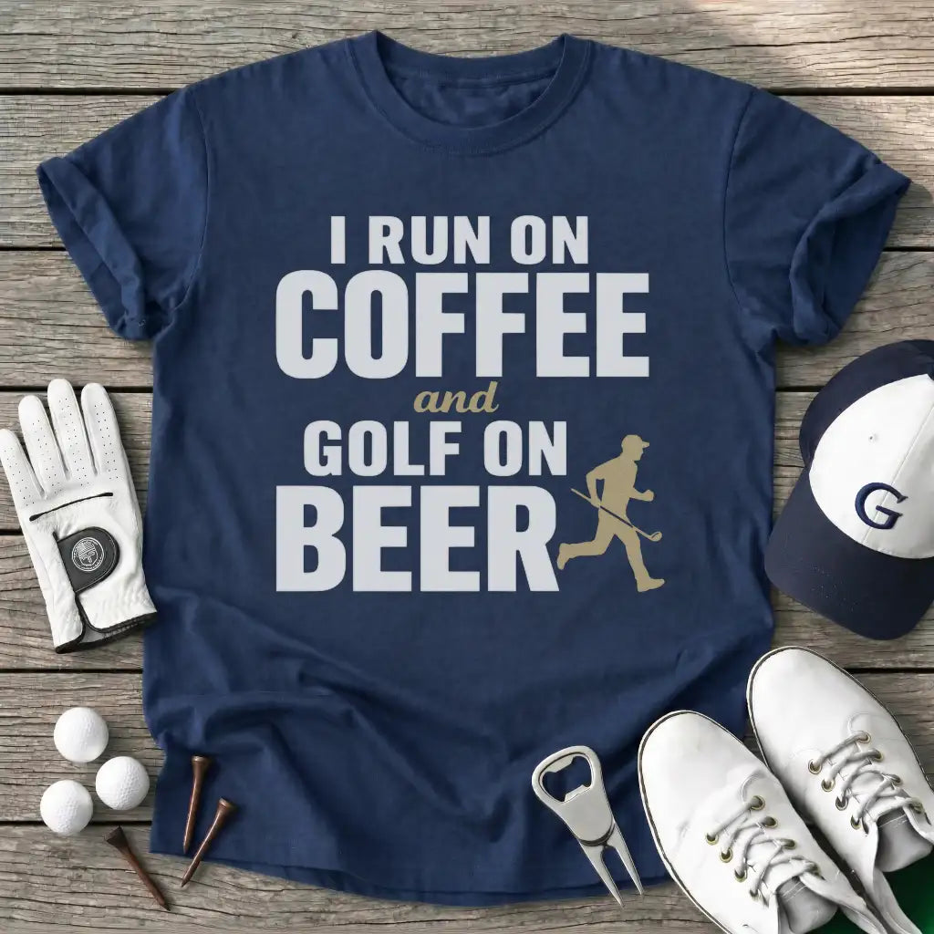 Run Coffee And Golf T-Shirt in Navy