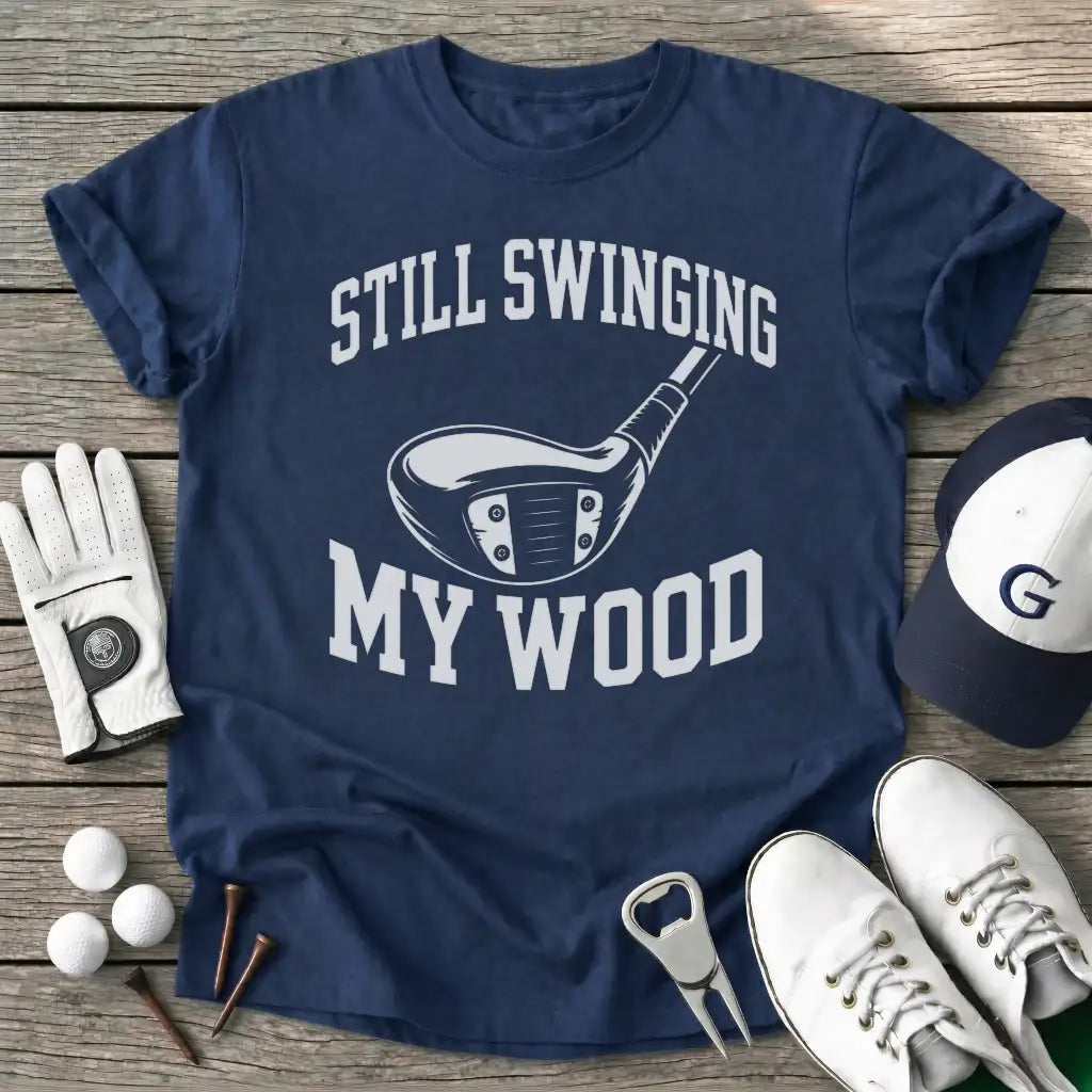 Still Swinging Wood T-Shirt in Navy