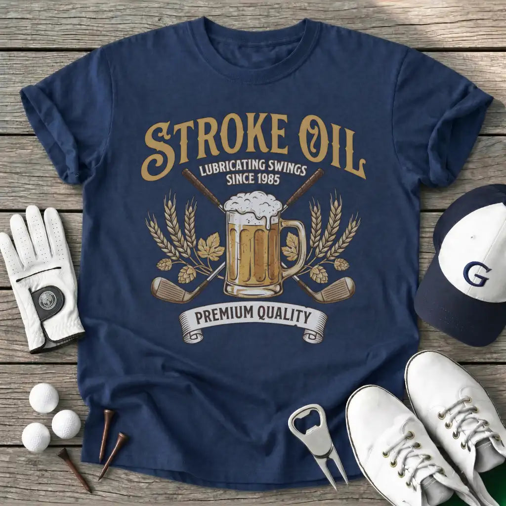 Navy / S Stroke Oil T-Shirt