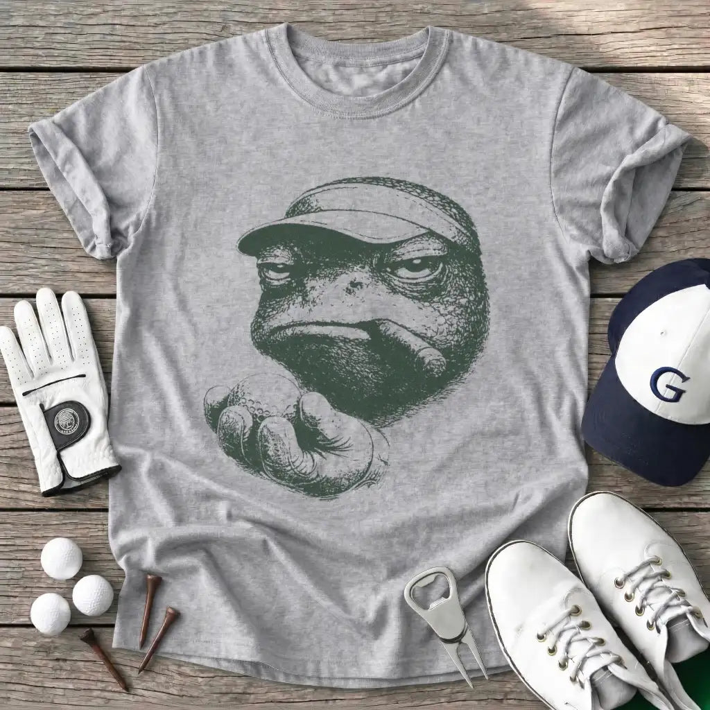 Sport Grey / S Frog Golfer Stencil T-Shirt