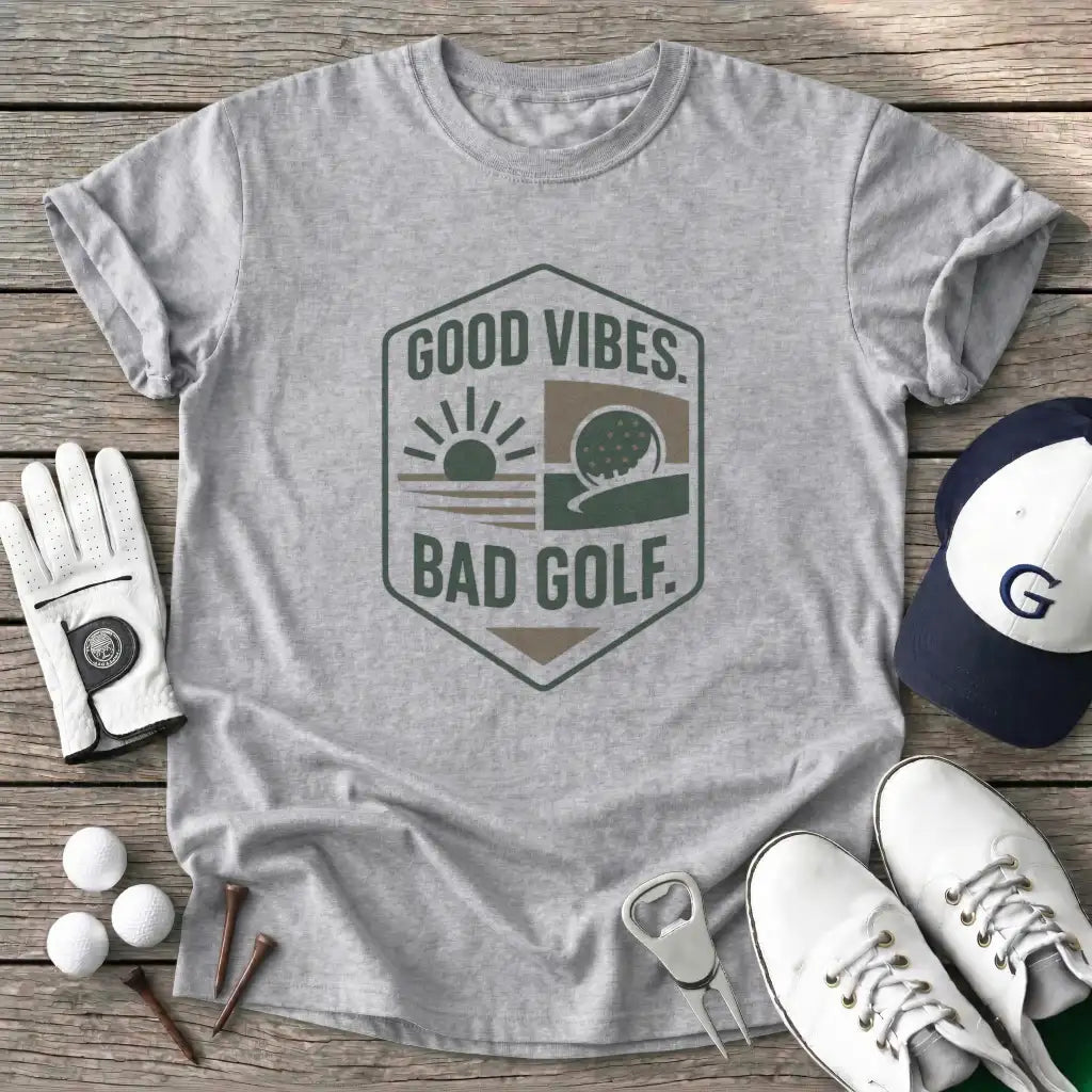 Good Vibes Bad Golf T-Shirt in Sport Grey
