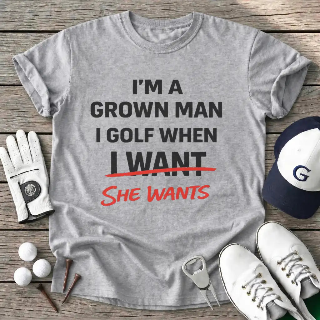Sport Grey / S Grown Man Golf When T-Shirt