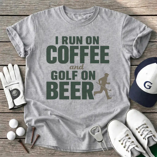 Run Coffee And Golf T-Shirt in Sport Grey