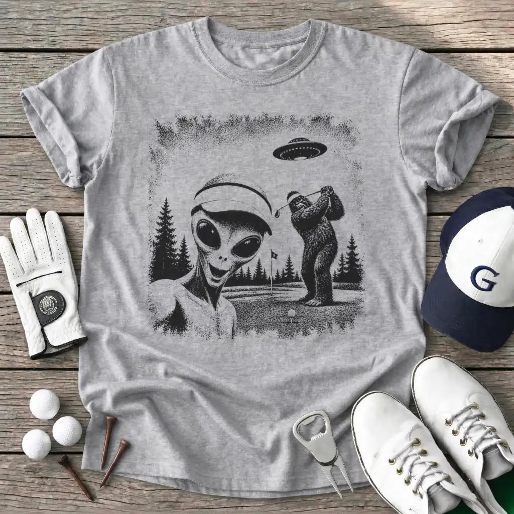 Selfie Alien Bigfoot T-Shirt in Sport Grey