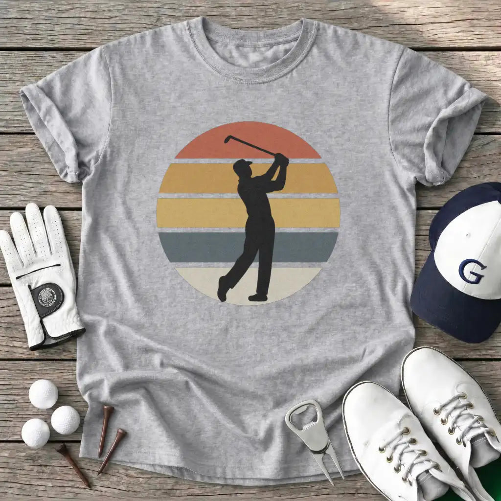 Sport Grey / S Sunset Retro Golfer T-Shirt