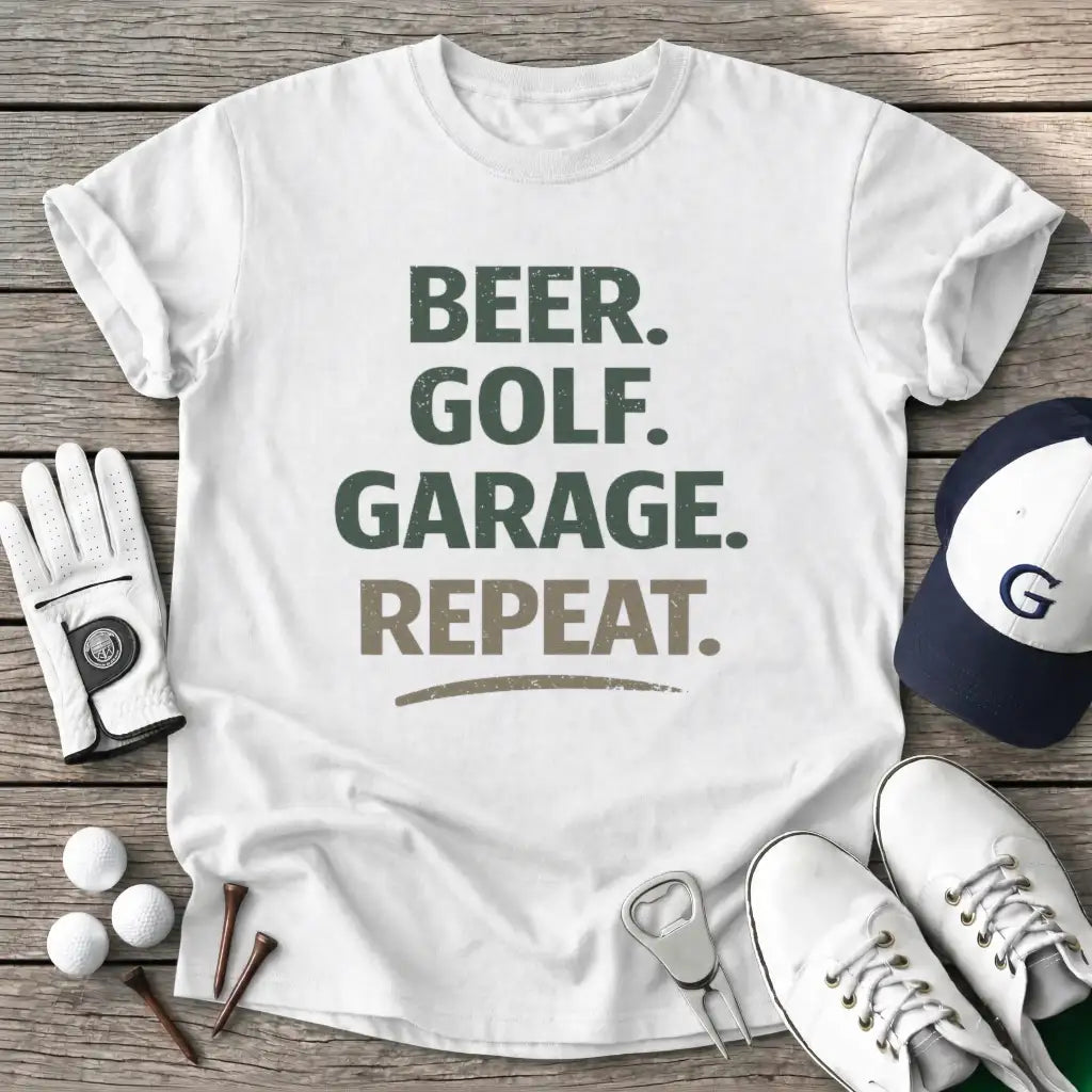 White / S Beer Golf Garage T-Shirt