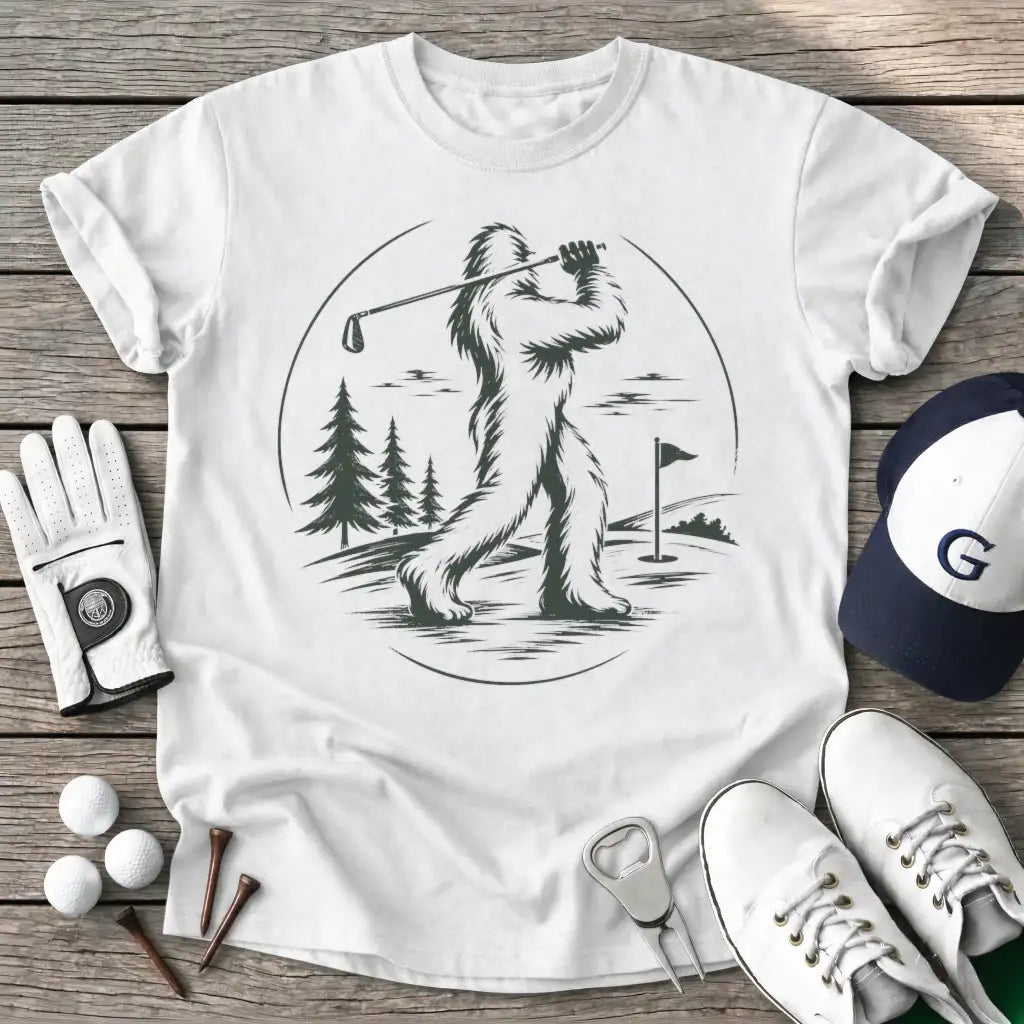 White / S Bigfoot Golfing T-Shirt