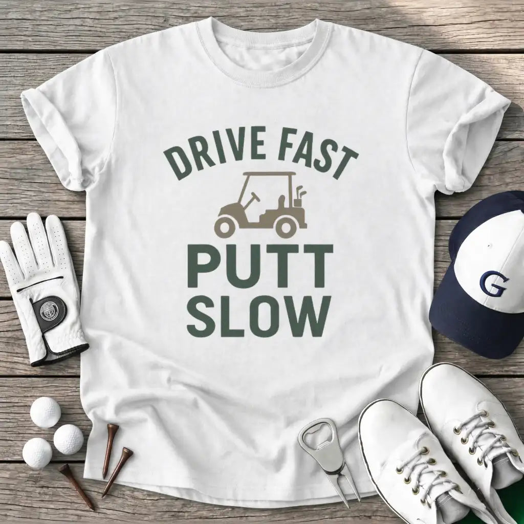 White / S Drive Fast Putt Slow T-Shirt