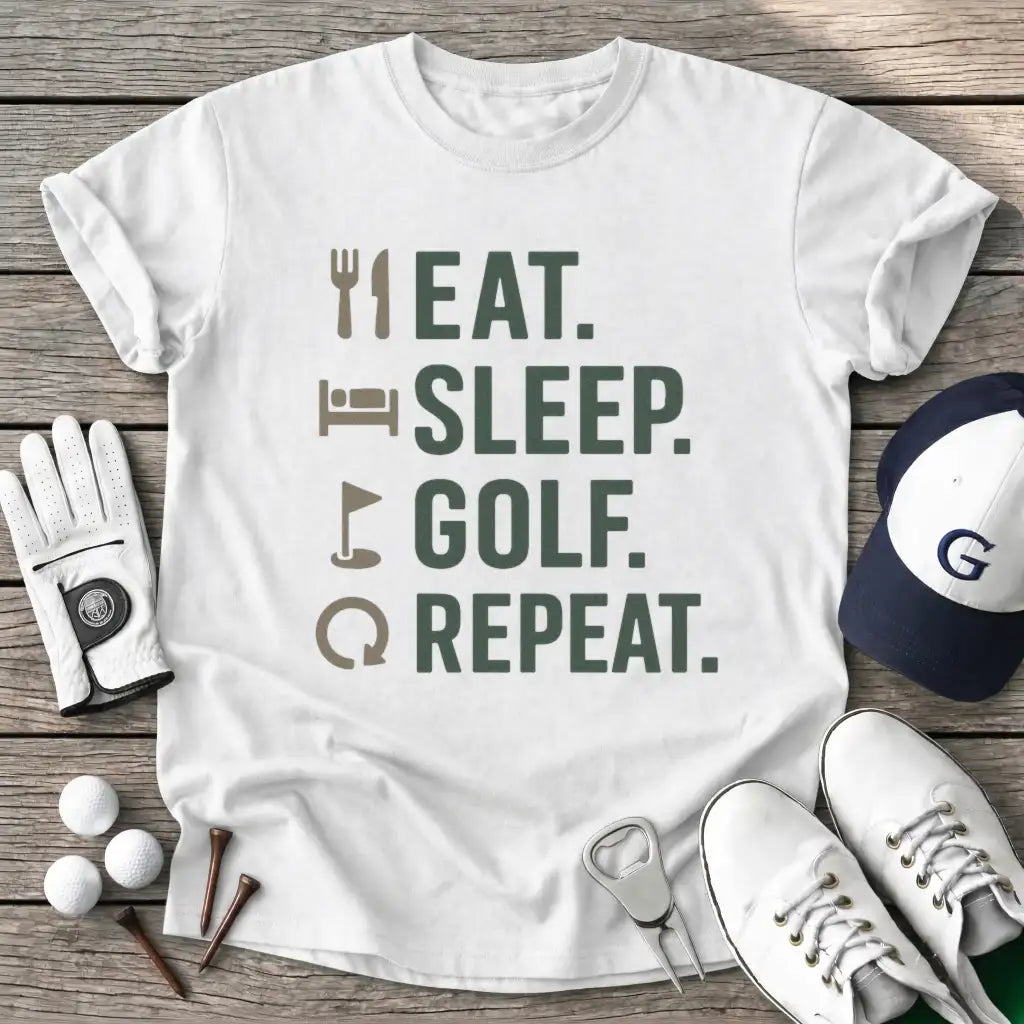 White / S Eat Sleep Golf T-Shirt