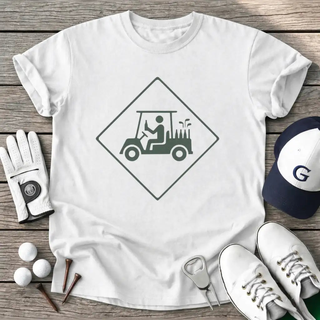 White / S Golf Cart Crossing T-Shirt