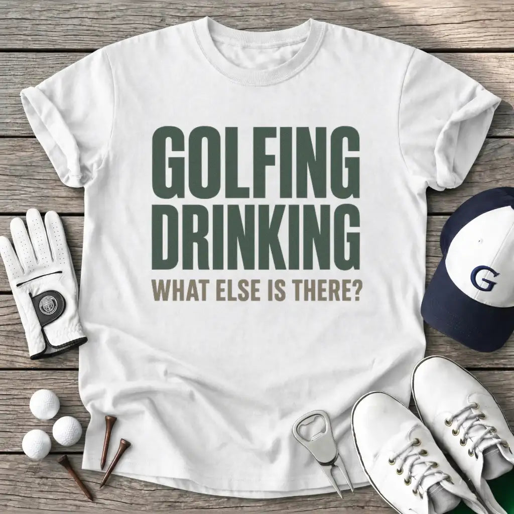 Golfing Drinking T-Shirt in White