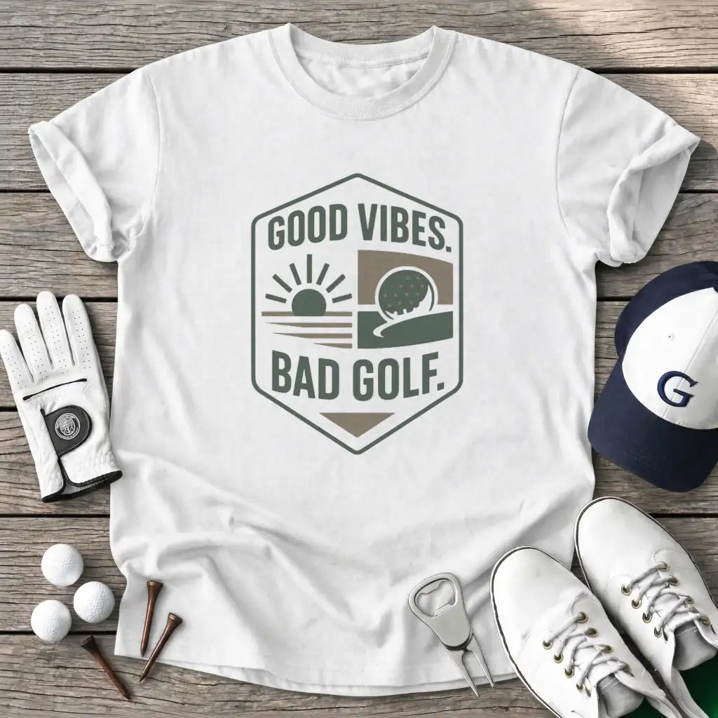 White / S Good Vibes Bad Golf T-Shirt