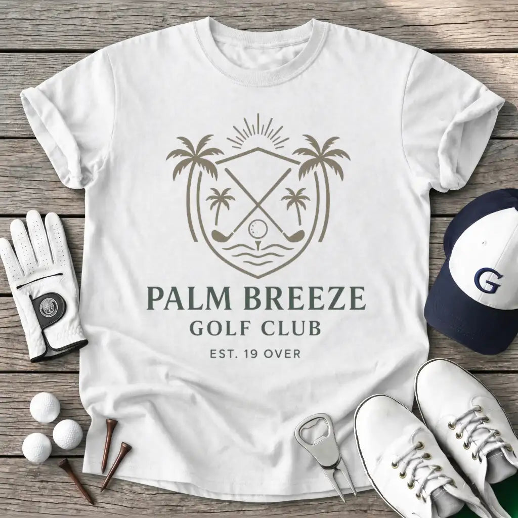 White / S Palm Breeze Golf T-Shirt