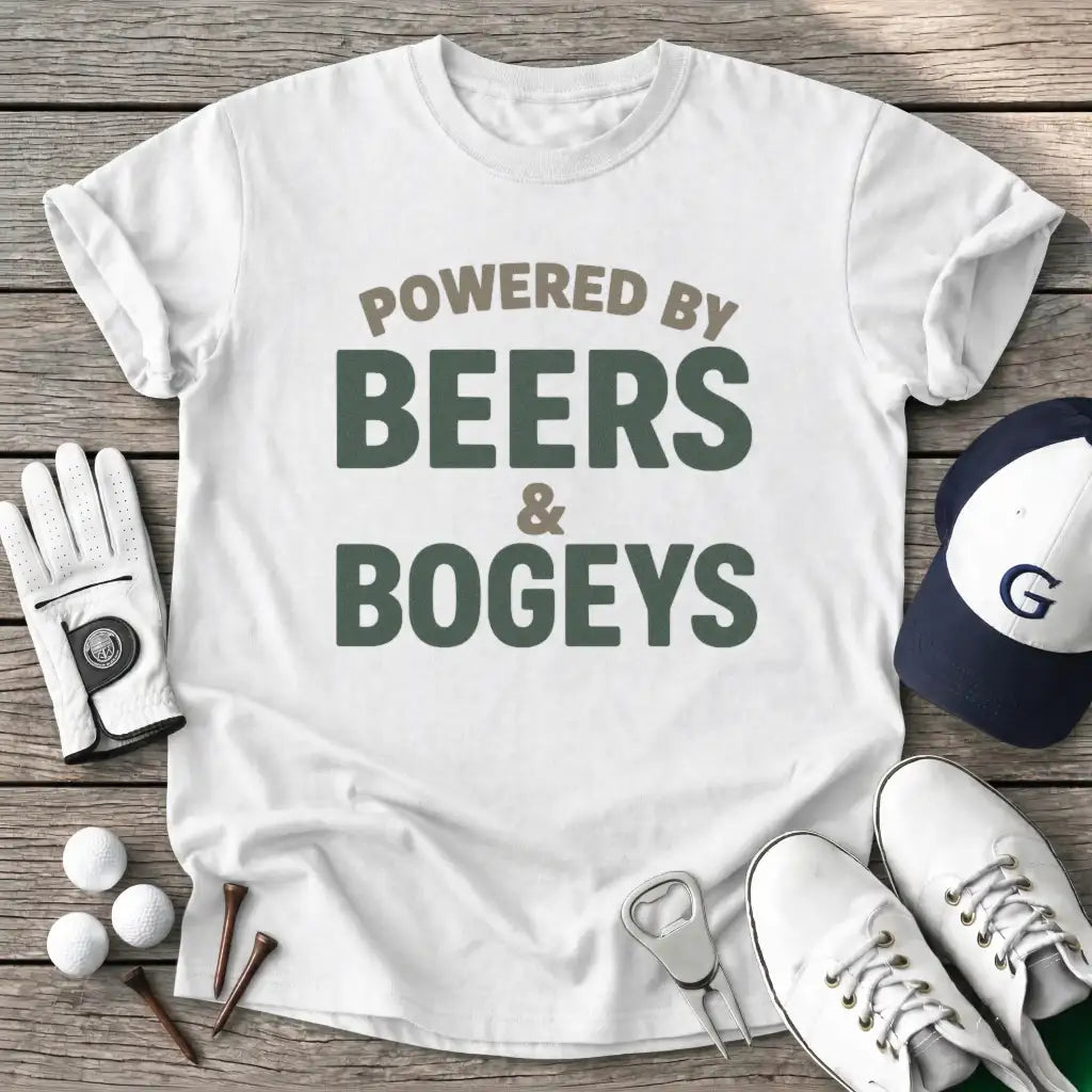 White / S Powered Beers Bogeys T-Shirt