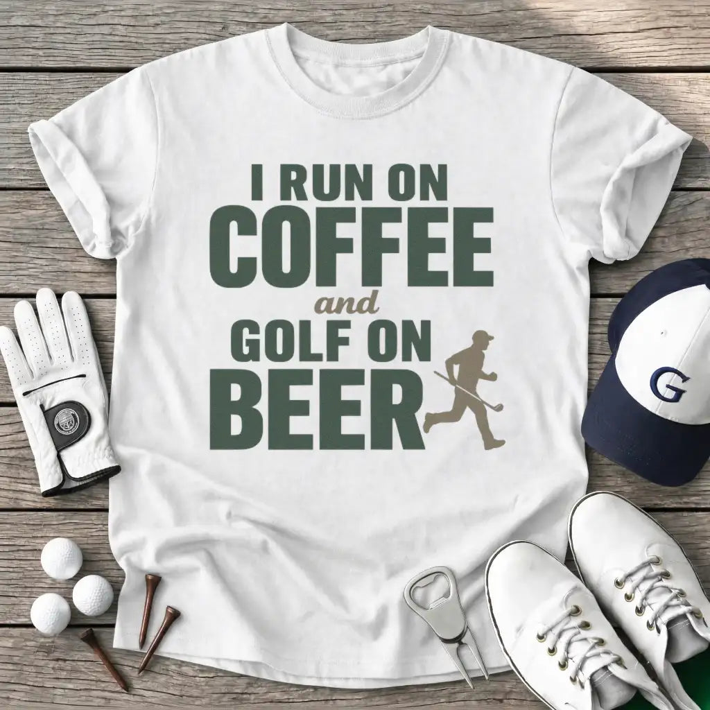 White / S Run Coffee And Golf T-Shirt