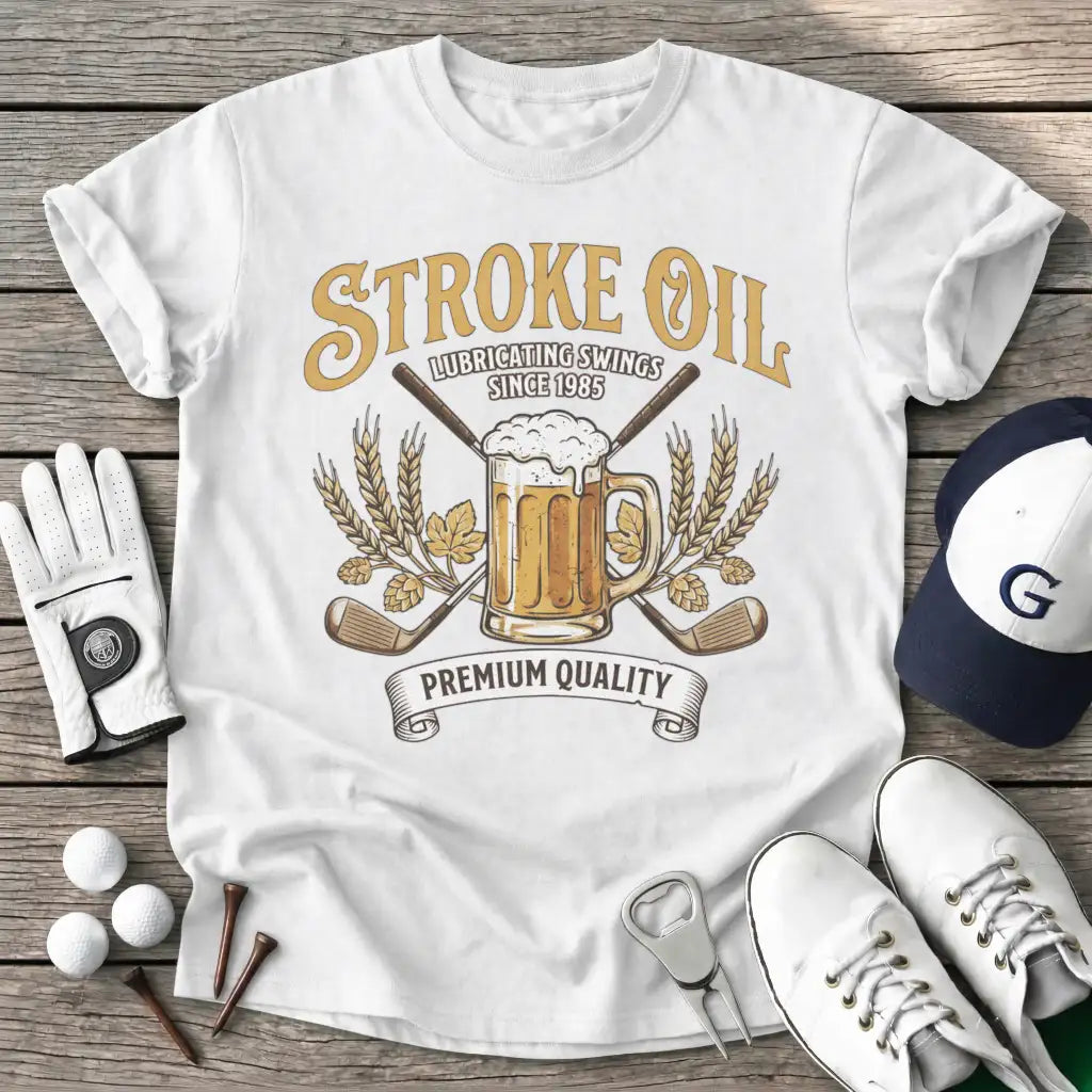 White / S Stroke Oil T-Shirt