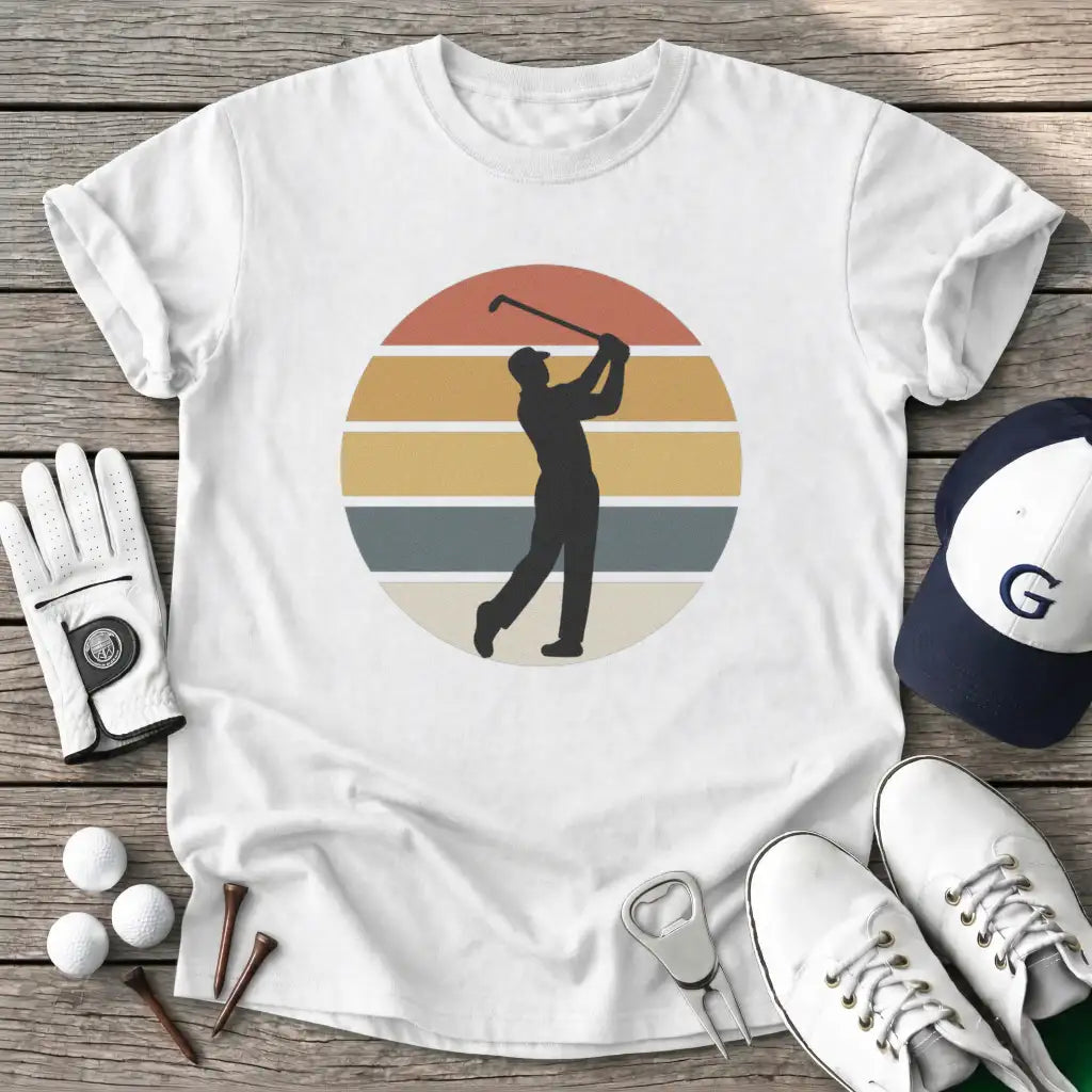 White / S Sunset Retro Golfer T-Shirt