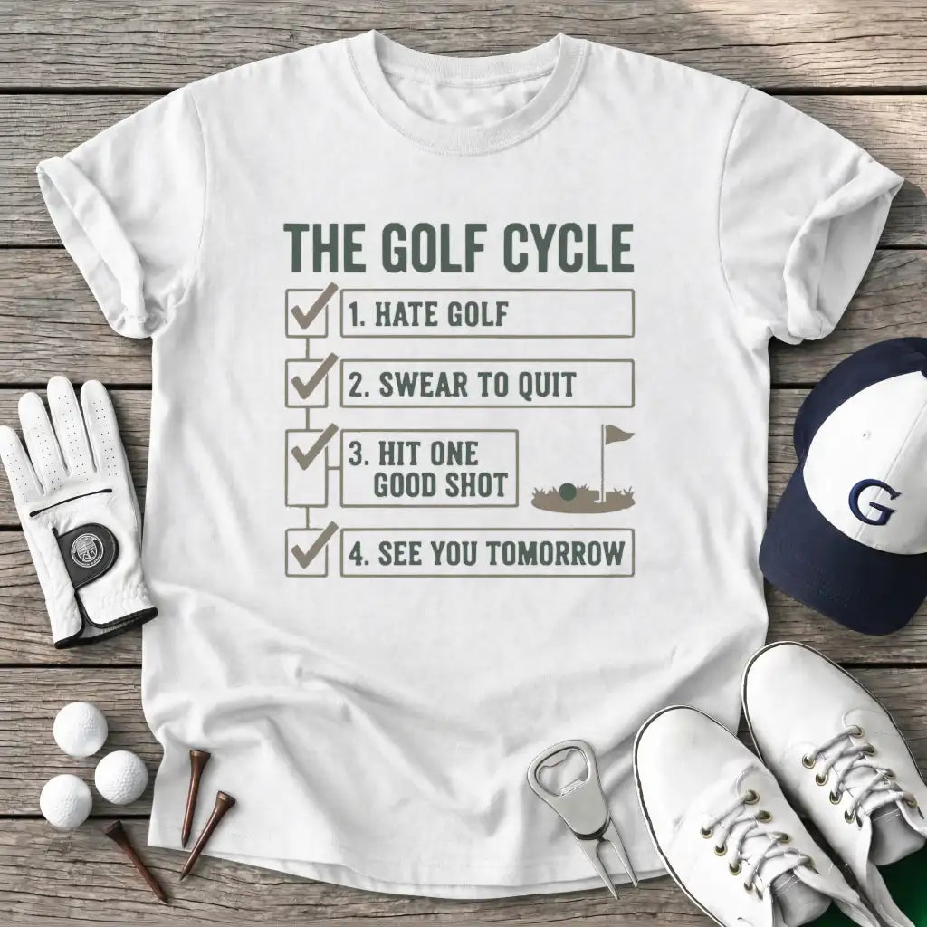 White / S The Golf Cycle Hate T-Shirt