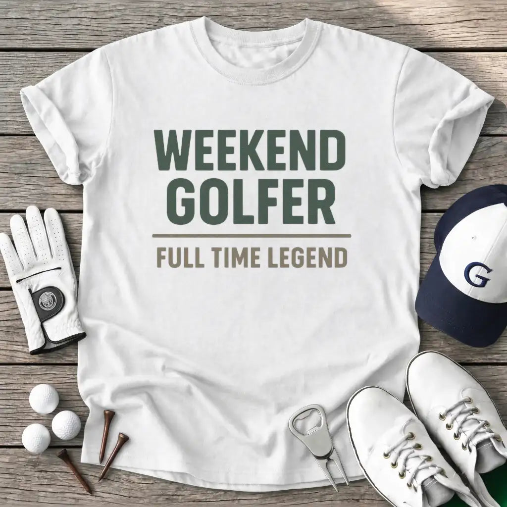 White / S Weekend Golfer Full T-Shirt