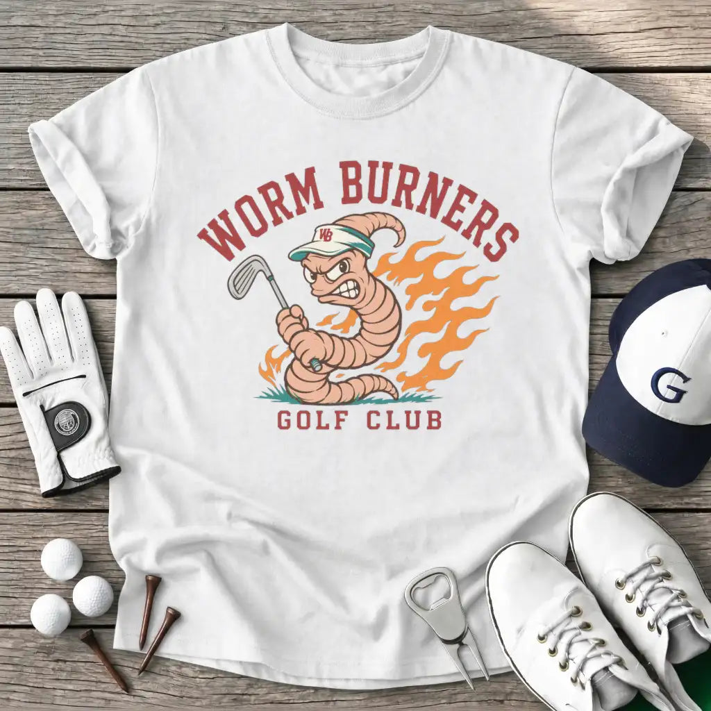 White / S Worm Burners Golf T-Shirt
